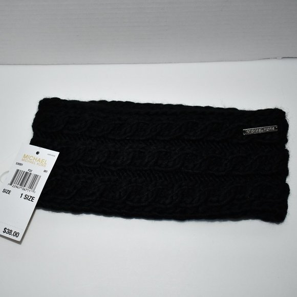 Michael Kors Small Center Cable Headband in Black  #539261 NWT - Picture 1 of 3